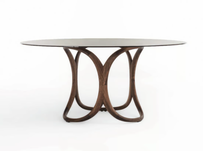 MARLENA - Round solid wood and glass table _ ENRICO PELLIZZONI